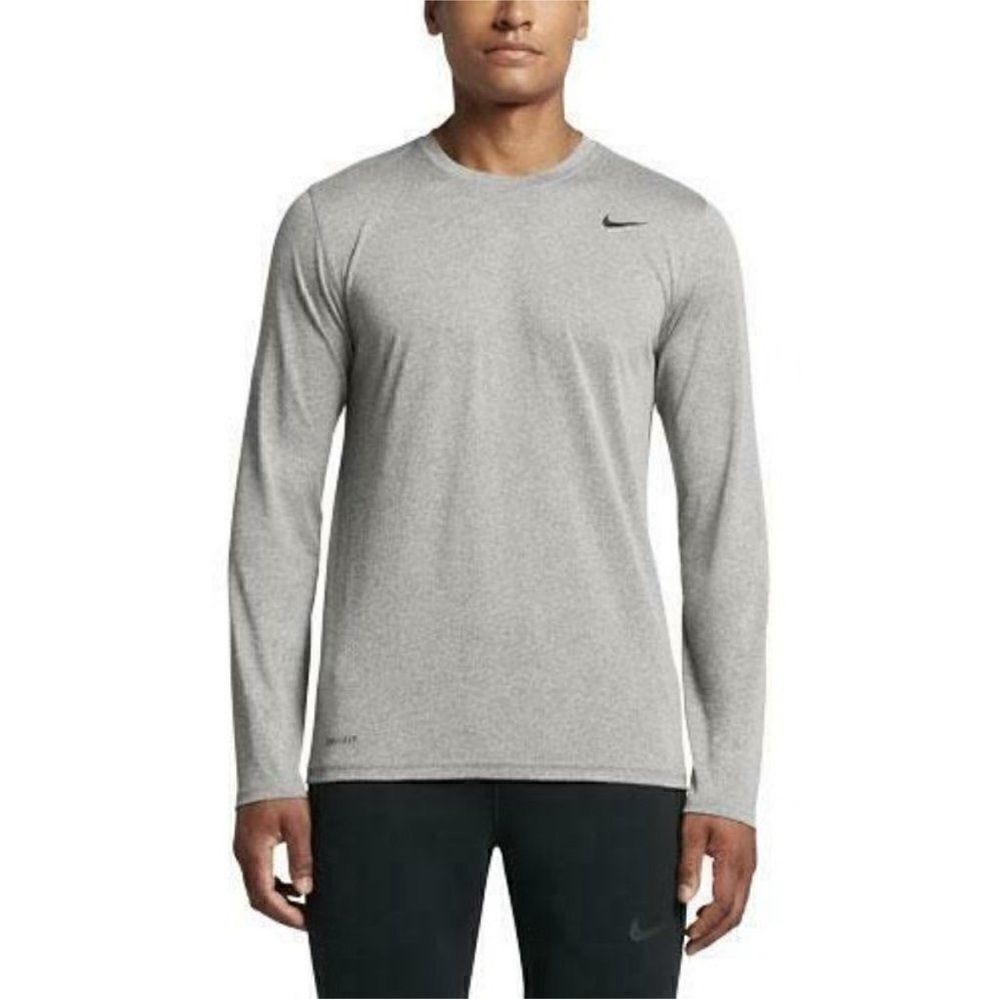 Nike Mens Dri Fit Grey Athletic Fit Crew Neck Shirt